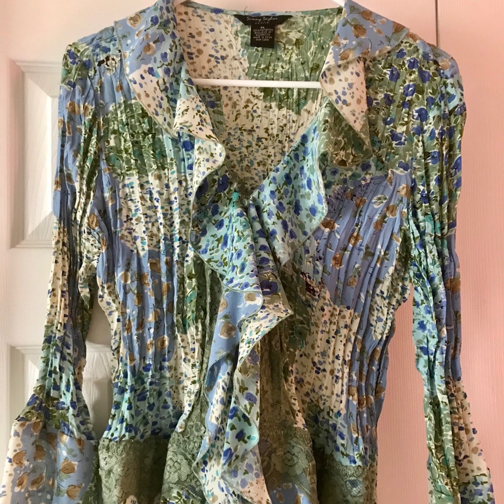 Sunny Taylor Boho Chic Ruffles and Lace Blouse